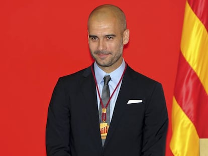 Guardiola durant el lliurament de medalles d'honor del Parlament de Catalunya.