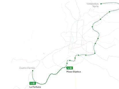 La línea 11 de metro se prolongará más para convertirse en “la gran línea diagonal de Madrid”