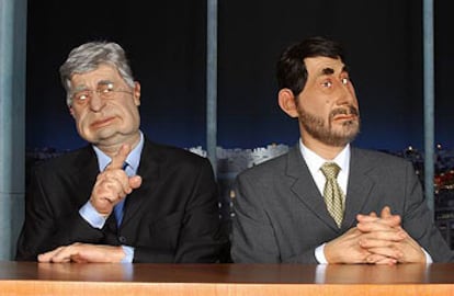 Los guiñoles de Joan Saura y Josu Jon Imaz (derecha).