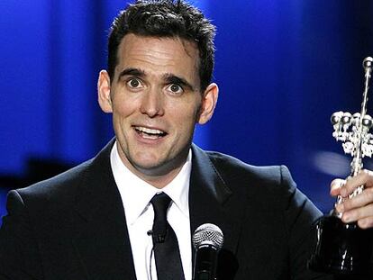 El actor Matt Dillon, tras recoger el Premio Donostia anoche en la ciudad donostiarra.