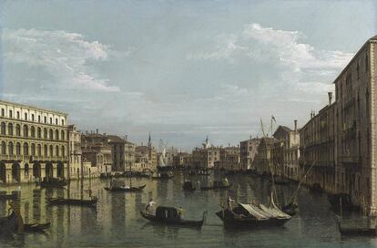 'Venecia, una vista del Gran Canal mirando al sur desde el palacio Foscari' (1738-1739). Obra de Bernardo Bellotto, sobrino de Canaletto, que también pintaba.