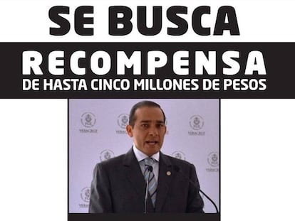 El anuncio de búsqueda del exfiscal de Veracruz, Luis Ángel Bravo.