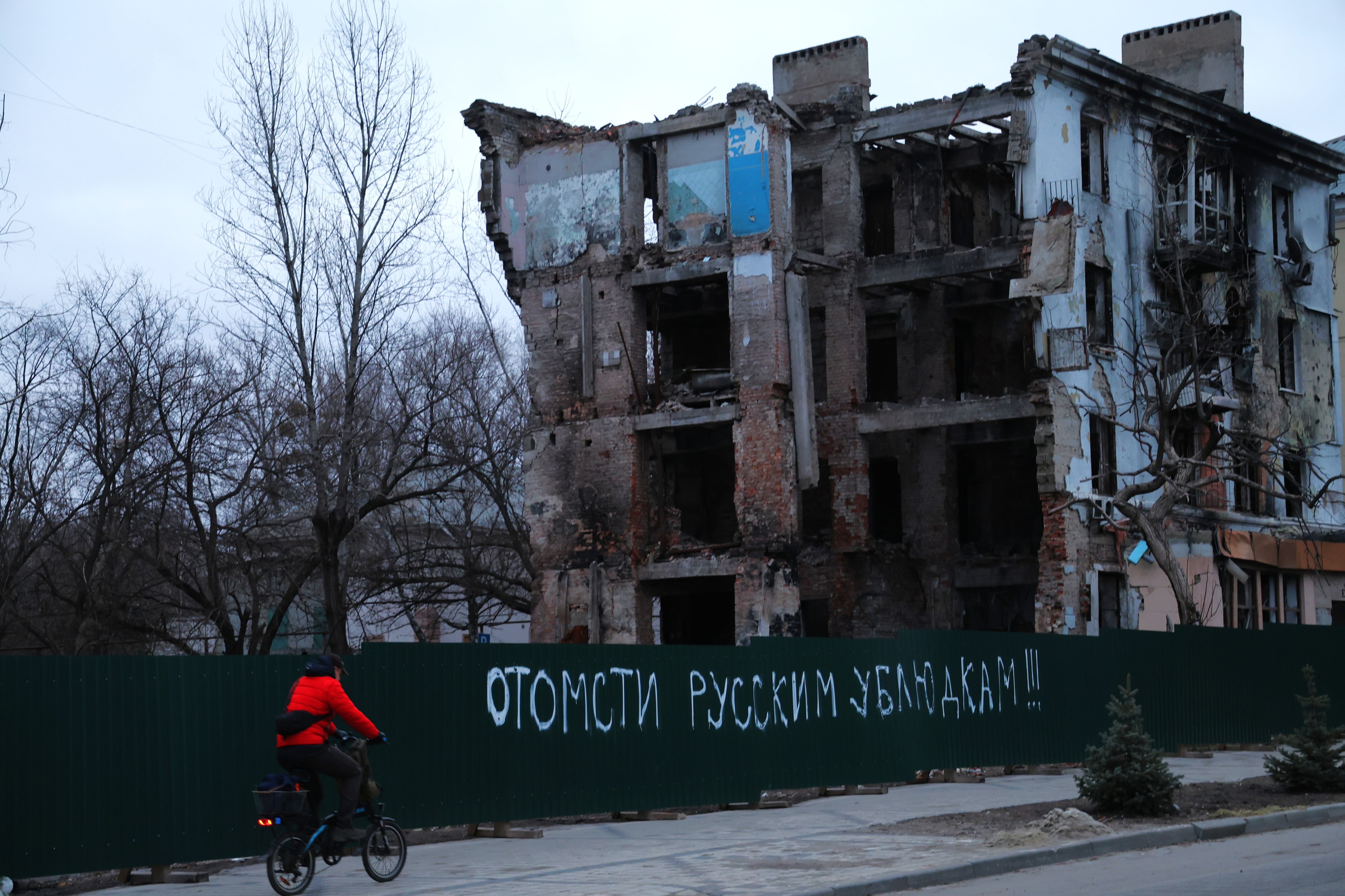Pintada contra los rusos en una calle de Kramatorsk el 4 de marzo.