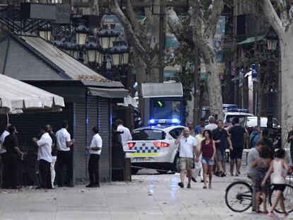 Lugar del atentado en Las Ramblas de Barcelona.  