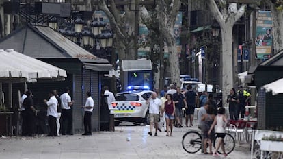 Lugar del atentado en Las Ramblas de Barcelona.  