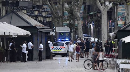 Lugar del atentado en Las Ramblas de Barcelona.