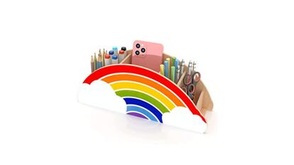 Organizador arcoíris de madera para escritorio