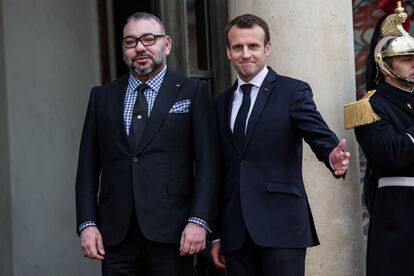 Mohammed VI, rey de Marruecos, y Emmanuel Macron, en el Palacio del Elíseo en 2018.