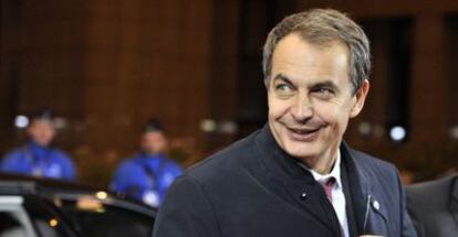 Zapatero on his arrival in Brussels on Thursday.