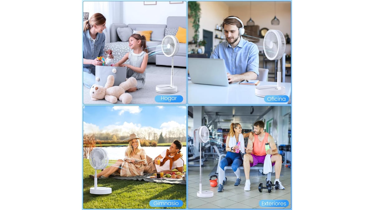 El ventilador plegable se puede usar en casi cualquier parte.