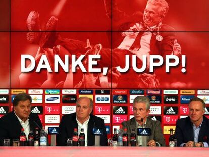 Heynckes, en la rueda de prensa de su despedida del Bayern