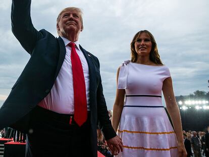 Melania Trump durante la celebración del 4 de julio.