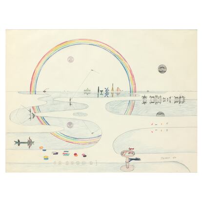 Saul Steinberg. 'Rainbow Reflected' (Arcoíris reflejado), 1974 . Centre Pompidou, París.