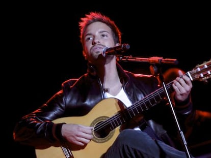 Pablo Albor&aacute;n, durante el concierto de ayer en el Palcio de los Deportes.  