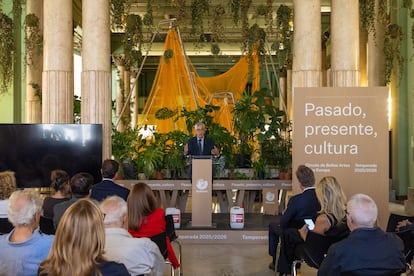 El presidente del Círculo de Bellas Artes, Juan Miguel Hernández León, en el lanzamiento de la temporada 2025/26.