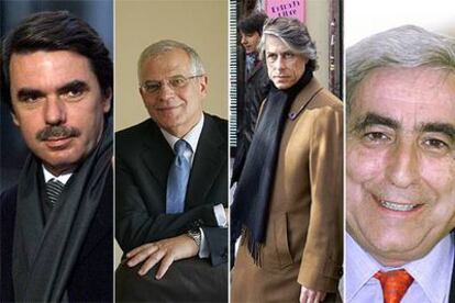 De izquierda a derecha: José María Aznar, ex presidente del Gobierno; Josep Borrell, presidente del Parlamento Europeo; Carlos Carnero, eurodiputado socialista, y Gabriel Cisneros, diputado del PP.