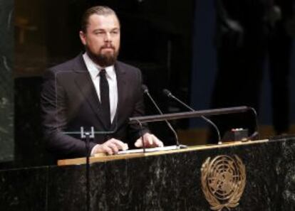 El actor durante una de sus conferencias en la ONU