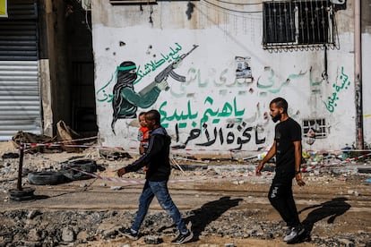 Una calle de Tulkarem (Cisjordania), el pasado domingo tras unos ataques del ejército israelí.