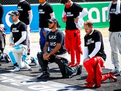 Los pilotos de Fórmula 1, en el Gran Premio de España.