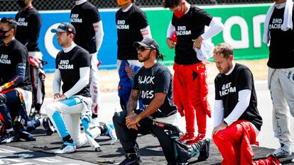 Los pilotos de Fórmula 1, en el Gran Premio de España.