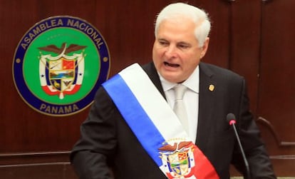 El presidente de Panamá, Ricardo Martinelli, en la Asamblea Nacional.