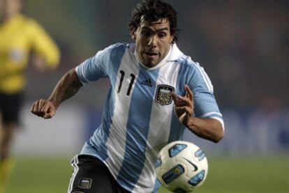 Tévez, en el partido contra Bolivia.