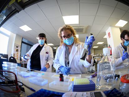 Un laboratorio donde se producen test para detectar covid-19 en Madrid.