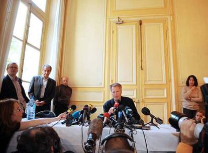 Jean-Marie Le Clézio, durante su encuentro con la prensa, ayer en la sede de la editorial Gallimard de París.