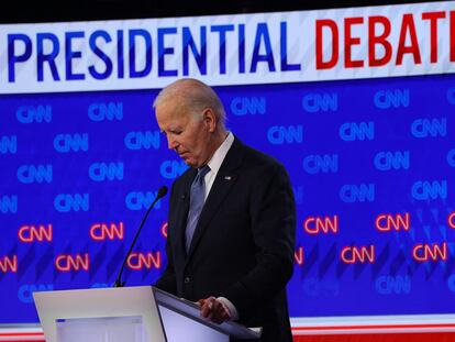 El presidente de Estados Unidos, Joe Biden, durante el debate presidencial celebrado el pasado jueves.