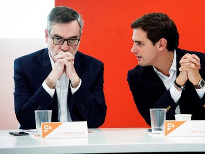 José Manuel Villegas y Albert Rivera, durante la reunión del Comité Ejecutivo del partido.