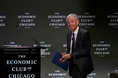 El presidente de la Reserva Federal, Jerome Powell, este miércoles en el Club Económico de Chicago.