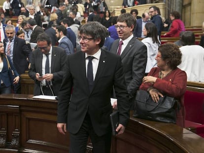 Carles Puigdemont al ple del Parlament.