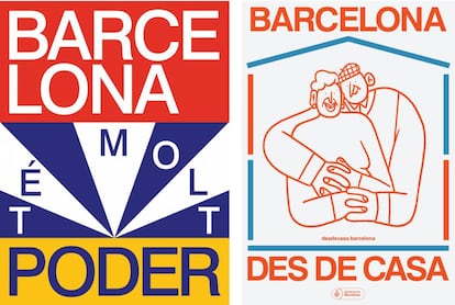 Dos campañas diseñadas por Koln Studio bajo la dirección de Nacho Padilla para el Ayuntamiento de Barcelona durante la crisis de la covid-19. |