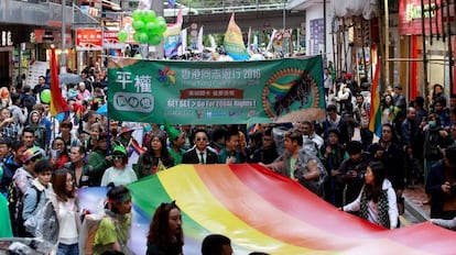 Manifestação do Orgulho Gay em Hong Kong, no dia 26 de novembro de 2016