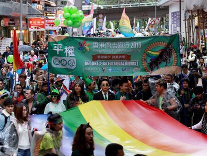 Manifestação do Orgulho Gay em Hong Kong, no dia 26 de novembro de 2016
