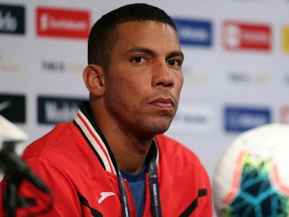 Yasmani López, durante una conferencia de prensa de la Copa Oro.