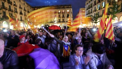 Manifestación a favor de la independencia de Cataluña en Girona.