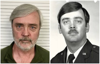 El oficial William Howard Hughes Jr. cuando era joven y ahora, 35 años después de haberse fugado. 