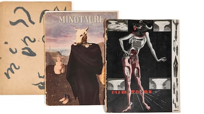 Ejemplares de la revista 'Minotaure' que estuvo en circulación entre junio de 1933 hasta su interrupción al inicio de la Segunda Guerra Mundial.
