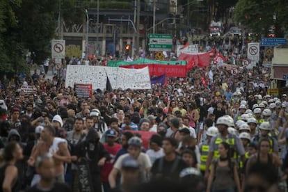 Protesto em São Paulo, no dia do seu aniversário.