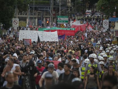 Protesto em São Paulo, no dia do seu aniversário.