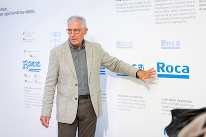 Pepe Gimeno explicando las fases de su rediseño de marca para la firma Roca.