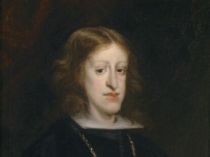 Detalle del retrato de Carlos II, de  Juan Carreño de Miranda.