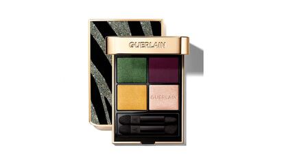 Los tonos dorados, verdes y violetas protagoniza esta paleta de sombras muy festiva. GUERLAIN.