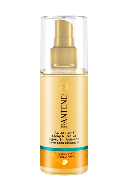 Fanáticas del mítico spray Aqua Light de Pantene... ¡ha vuelto vuestro producto estrella! Se acaba de relanzar aún más concentrado para ofrecer una nutrición tan intensa como ligera para el cabello fino. Como siempre, se vaporiza sobre el pelo, sin necesidad de aclarado, y protege, suaviza y aporta movimiento sin apelmazar (c.p.v.).