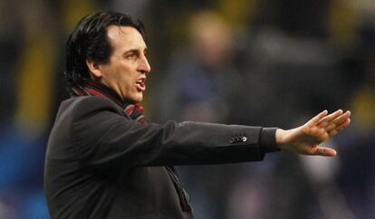 Unai Emery, durante el partido ante el Spartak.