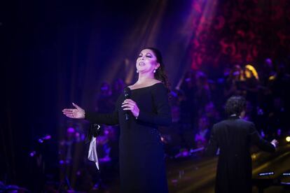 La cantant Isabel Pantoja, ahir al Palau Sant Jordi.