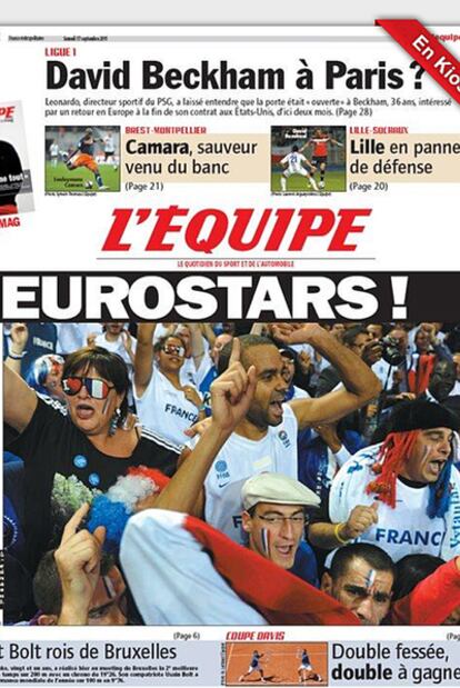 La portada de <i>L'Équipe</i> de hoy.