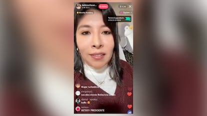 Betssy Chávez en un fotograma del directo que realizó en Tiktok antes de ser capturada