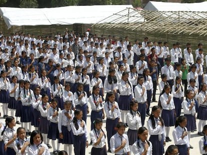 Ni&ntilde;os en la escuela de Adarsha Saula Yubak, en Katmand&uacute;.